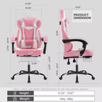 Chaise de Gamer LauKingdom avec Repose-pieds, Fauteuil de Jeu Ergonomique à Dossier Haut, Appui-tête et Soutien Lombaire Réglables, Style Course en Cuir PU pour Bureau et Maison