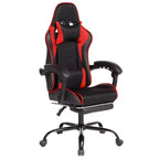 PU Gaming Chair with Reclining Backrest and Retractable Footrest, High Back Swivel Computer Desk Chair for Gamers & Home Office-Panipeachy