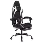 PU Gaming Chair with Reclining Backrest and Retractable Footrest, High Back Swivel Computer Desk Chair for Gamers & Home Office-Panipeachy