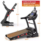 Tapis de course pliable Moteur silencieux 4,75 CV Inclinaison automatique 20 niveaux Application Bluetooth 71 programmes Plateforme amortissante Capacité 136 kg Usage domestique