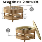 JVNOXK Mid Century Modern Fluted Coffee Table with Storage, Natural Wood Finish Center Table with Flip-Top Lid and Solid Wood Legs for Living Room