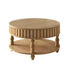 JVNOXK Mid Century Modern Fluted Coffee Table with Storage, Natural Wood Finish Center Table with Flip-Top Lid and Solid Wood Legs for Living Room