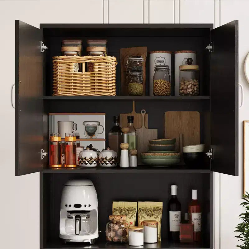 Kitchen Pantry Cabinet with Sliding Barn Doors & Adjustable Shelves - Freestanding Storage for Dining Room & Living Room