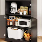 Kitchen Pantry Cabinet with Sliding Barn Doors & Adjustable Shelves - Freestanding Storage for Dining Room & Living Room