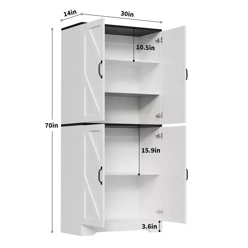 Kitchen Pantry Cabinet with Sliding Barn Doors & Adjustable Shelves - Freestanding Storage for Dining Room & Living Room