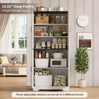 Kitchen Pantry Cabinet with Sliding Barn Doors & Adjustable Shelves - Freestanding Storage for Dining Room & Living Room