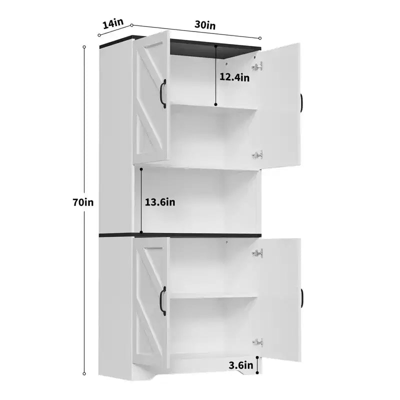 Kitchen Pantry Cabinet with Sliding Barn Doors & Adjustable Shelves - Freestanding Storage for Dining Room & Living Room