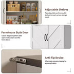 Kitchen Pantry Cabinet with Sliding Barn Doors & Adjustable Shelves - Freestanding Storage for Dining Room & Living Room