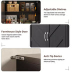 Kitchen Pantry Cabinet with Sliding Barn Doors & Adjustable Shelves - Freestanding Storage for Dining Room & Living Room