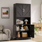 Kitchen Pantry Cabinet with Sliding Barn Doors & Adjustable Shelves - Freestanding Storage for Dining Room & Living Room