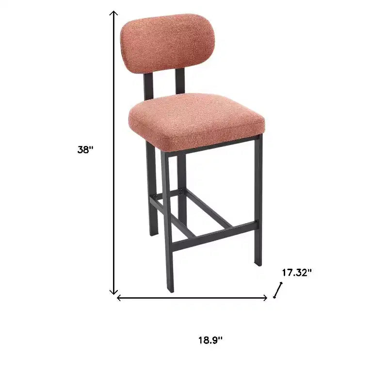 HomeRoots Set of Two 26 Orange and Black Fabric and Metal Counter Height Bar Chairs