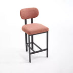 HomeRoots Set of Two 26 Orange and Black Fabric and Metal Counter Height Bar Chairs
