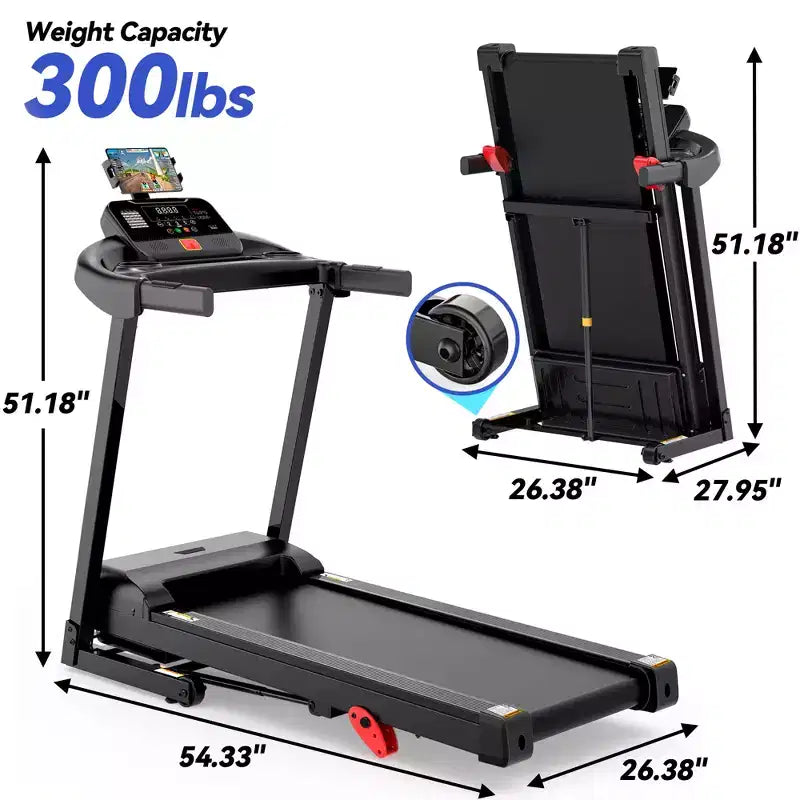 Treadmills on Sale,Compact Walking Treadmill with Manual Incline, 3.25HP Foldable Home Cardio Machine, Bluetooth Speakers, 300 lb Capacity