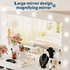 47 Makeup Vanity with Mirror, 7 Storage Drawers & 1 Door, Modern Wooden Dressing Table, for Home, Living Room