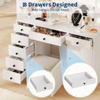 47 Makeup Vanity with Mirror, 7 Storage Drawers & 1 Door, Modern Wooden Dressing Table, for Home, Living Room
