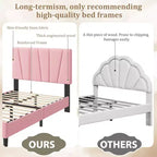 Twin Size Platform Bed Frame with Adjustable Headboard, Linen Upholstered Frame with Wooden Slats - No Box Spring Needed, Easy Assembly