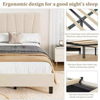 Twin Size Platform Bed Frame with Adjustable Headboard, Linen Upholstered Frame with Wooden Slats - No Box Spring Needed, Easy Assembly