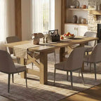 Table à manger rectangulaire de ferme de 180 cm pour 6-8 personnes, avec cadre en acier robuste en forme de X et plateau épais aspect bois, idéale pour les réunions de famille.