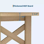 Table à manger rectangulaire de ferme de 180 cm pour 6-8 personnes, avec cadre en acier robuste en forme de X et plateau épais aspect bois, idéale pour les réunions de famille.