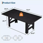 Table à manger rectangulaire de ferme de 180 cm pour 6-8 personnes, avec cadre en acier robuste en forme de X et plateau épais aspect bois, idéale pour les réunions de famille.