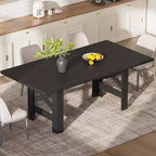 Table à manger rectangulaire de ferme de 180 cm pour 6-8 personnes, avec cadre en acier robuste en forme de X et plateau épais aspect bois, idéale pour les réunions de famille.