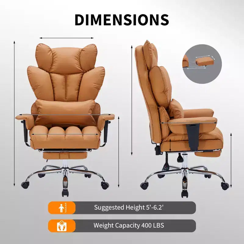 Ergonomic High-Back Office Chair with Adjustable Footrest, Comfortable Lumbar Support, for Home, Office
