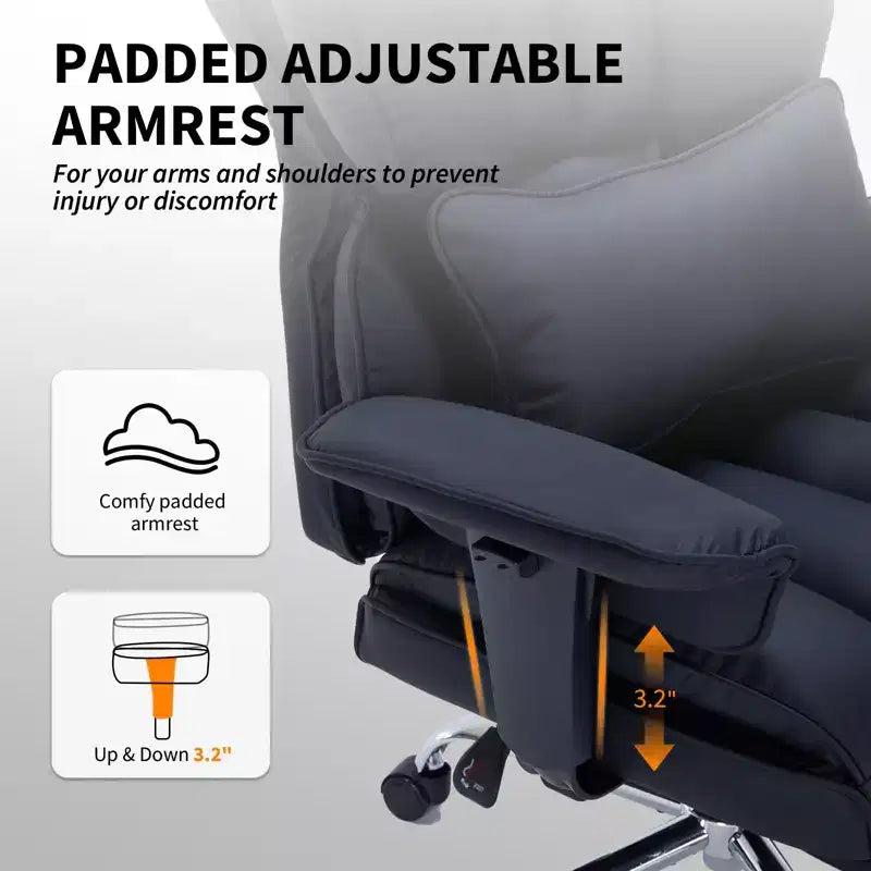 Ergonomic High-Back Office Chair with Adjustable Footrest, Comfortable Lumbar Support, for Home, Office