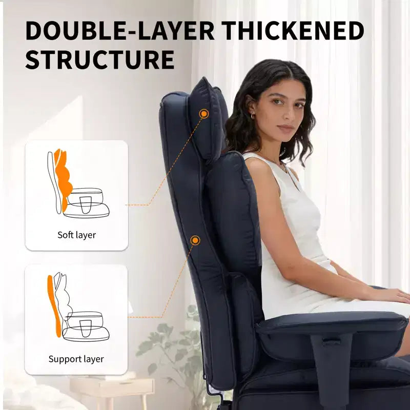 Ergonomic High-Back Office Chair with Adjustable Footrest, Comfortable Lumbar Support, for Home, Office