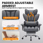 Ergonomic High-Back Office Chair with Adjustable Footrest, Comfortable Lumbar Support, for Home, Office