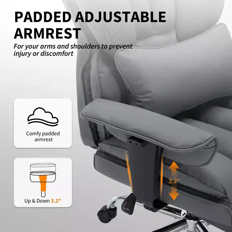 Ergonomic High-Back Office Chair with Adjustable Footrest, Comfortable Lumbar Support, for Home, Office