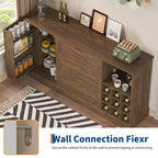 63 Sideboard Buffet Cabinet, Entryway Coffee Bar Cabinet with 3 Drawers & Wine Rack, Wooden Kitchen Island, Accent Credenza for Living Room