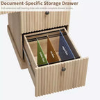 60 Executive Office Desk - Fluted Design with Charging Station, Wooden Desk for Home Office - Natural