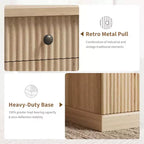 60 Executive Office Desk - Fluted Design with Charging Station, Wooden Desk for Home Office - Natural