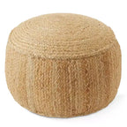 Casafield Braided Jute Pouf, 22 W x 22 D x 14 H Woven Jute Ottoman Footrest, Decorative Indoor Boho Home Accent for Living Room