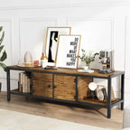 Meuble TV de 147 cm de large avec rangement, meuble TV moderne avec pieds réglables, compatible avec les téléviseurs jusqu'à 65 pouces pour le salon