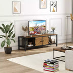 Meuble TV de 147 cm de large avec rangement, meuble TV moderne avec pieds réglables, compatible avec les téléviseurs jusqu'à 65 pouces pour le salon