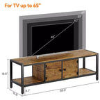 Meuble TV de 147 cm de large avec rangement, meuble TV moderne avec pieds réglables, compatible avec les téléviseurs jusqu'à 65 pouces pour le salon