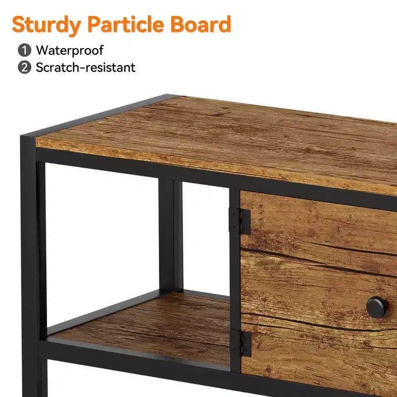 Meuble TV de 147 cm de large avec rangement, meuble TV moderne avec pieds réglables, compatible avec les téléviseurs jusqu'à 65 pouces pour le salon