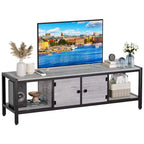Meuble TV de 147 cm de large avec rangement, meuble TV moderne avec pieds réglables, compatible avec les téléviseurs jusqu'à 65 pouces pour le salon