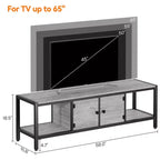Meuble TV de 147 cm de large avec rangement, meuble TV moderne avec pieds réglables, compatible avec les téléviseurs jusqu'à 65 pouces pour le salon