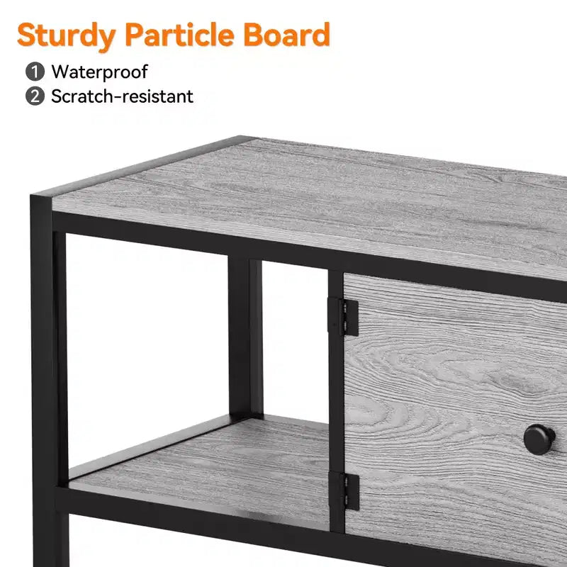 Meuble TV de 147 cm de large avec rangement, meuble TV moderne avec pieds réglables, compatible avec les téléviseurs jusqu'à 65 pouces pour le salon