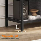 Meuble TV de 147 cm de large avec rangement, meuble TV moderne avec pieds réglables, compatible avec les téléviseurs jusqu'à 65 pouces pour le salon