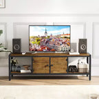 Meuble TV de 147 cm de large avec rangement, meuble TV moderne avec pieds réglables, compatible avec les téléviseurs jusqu'à 65 pouces pour le salon
