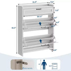Shoe Cabinet for Entryway  [Number] Flip Drawers & Top Drawer, Wood Hidden Storage, Freestanding Narrow Organizer for Hallway, Living Room