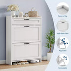 Shoe Cabinet for Entryway  [Number] Flip Drawers & Top Drawer, Wood Hidden Storage, Freestanding Narrow Organizer for Hallway, Living Room