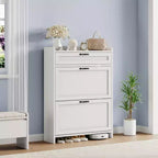 Shoe Cabinet for Entryway  [Number] Flip Drawers & Top Drawer, Wood Hidden Storage, Freestanding Narrow Organizer for Hallway, Living Room