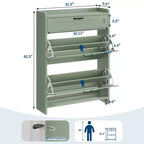 Shoe Cabinet for Entryway  [Number] Flip Drawers & Top Drawer, Wood Hidden Storage, Freestanding Narrow Organizer for Hallway, Living Room
