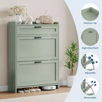 Shoe Cabinet for Entryway  [Number] Flip Drawers & Top Drawer, Wood Hidden Storage, Freestanding Narrow Organizer for Hallway, Living Room