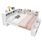 Whisen Full Daybed Frame Solid Wood Daybed with Storage Cabinets, Shoe Cabinet
