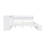 Whisen Full Daybed Frame Solid Wood Daybed with Storage Cabinets, Shoe Cabinet